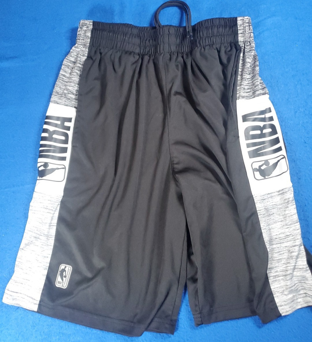 NBA Men’s Black / Gray Baseball Shorts Elastic Waist Size M